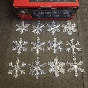 Kurt S. Adler Set Of 12 Crystal Snowflake Ornaments - Box 1